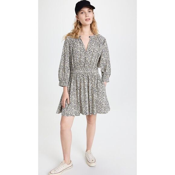 APIECE APART Cobano Gathered Floral-Print Organic Cotton-Voile Mini Dress size S - Picture 1 of 5
